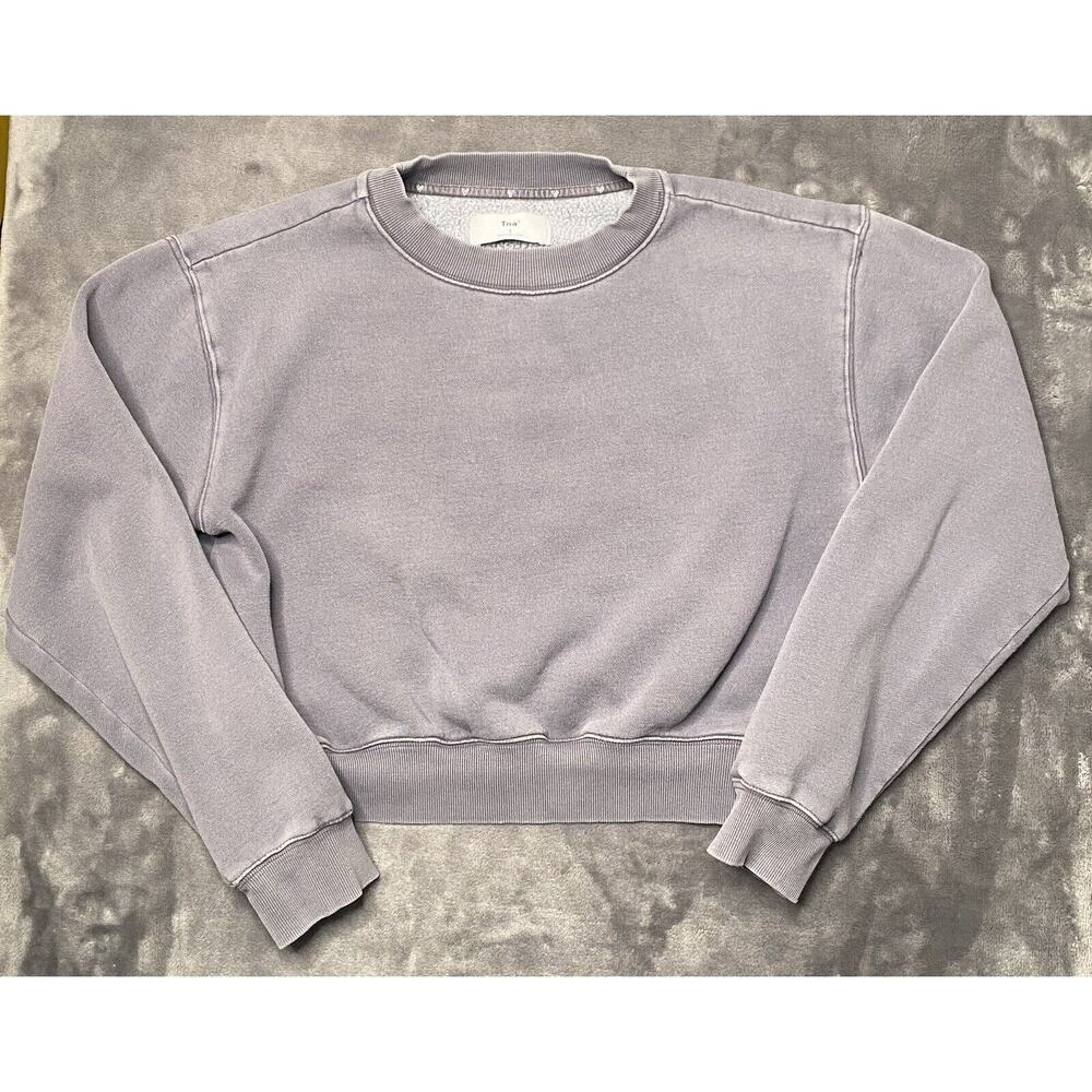 Aritzia TNA Cropped Sweatshirt Women's Small Gray Crewneck Cozy Fleece